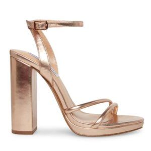 STEVE MADDEN - JENNIFER ROSE GOLD PLATFORM STRAPPY HEELS